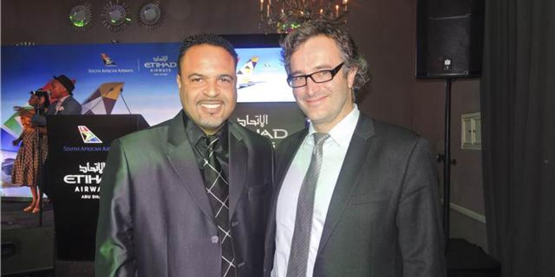 Pictured here at the SAA / Etihad launch event at the Four Seasons Hotel, The Westcliff is Maurice Phohleli and Sylvain Bosc.