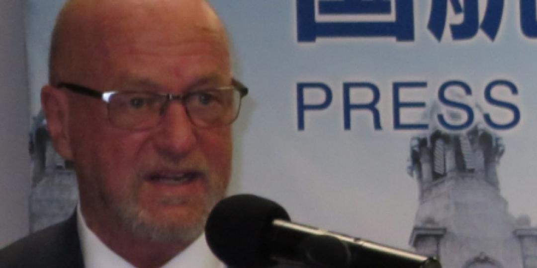 Tourism Minister, Derek Hanekom, speaking at the welcoming of Air China’s inaugural flight to SA.