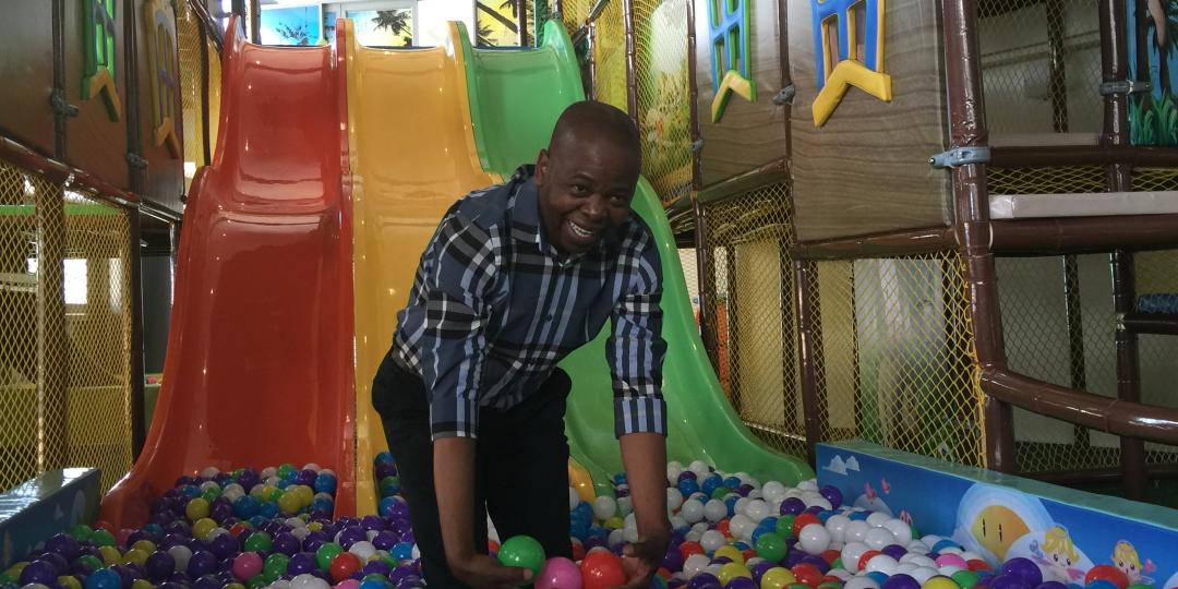 Head of Durban Tourism, Philip Sithole, in the ball pool at Durban’s new attraction, GO WiLD at the Wavehouse.