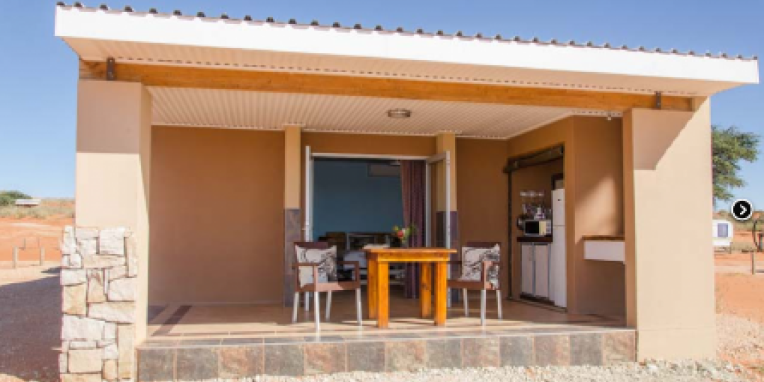 The chalets of Kgalagadi Lodge are being redecorated to include more wooden features.