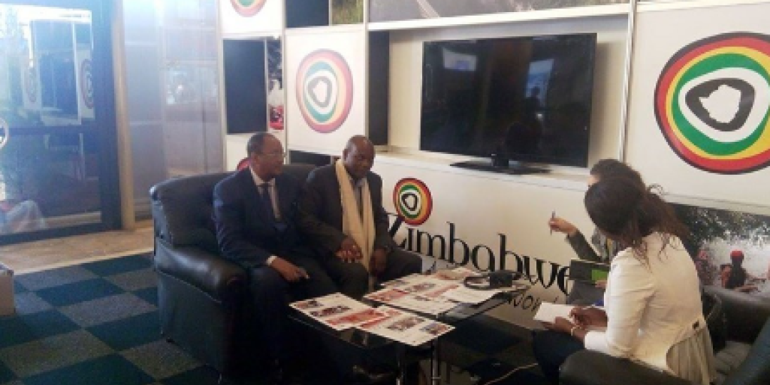 Zimbabwe Tourism Authority officials conducting a meeting at a past Sanganai trade show.