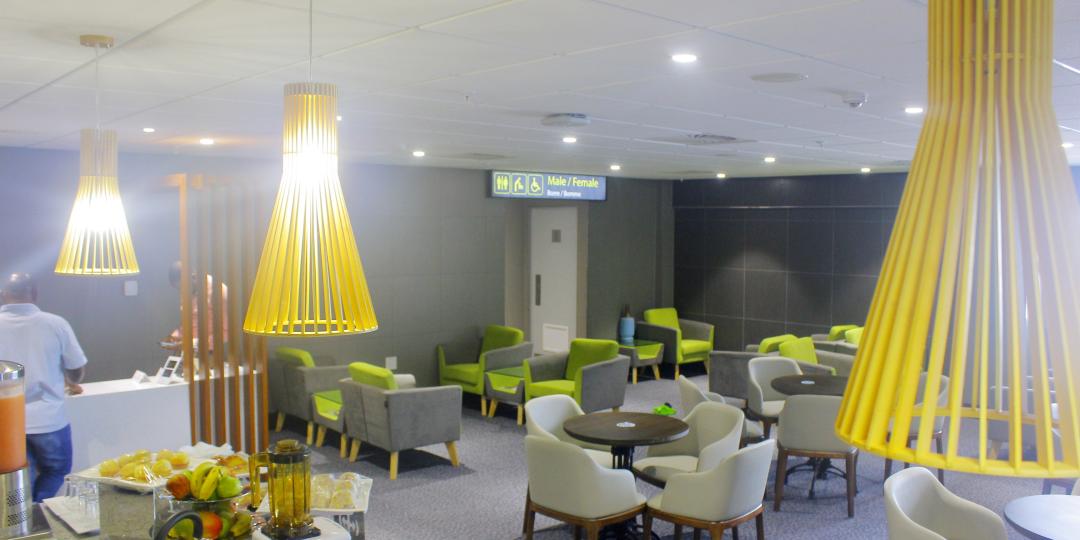 Interior of one of the lounges at Kasane International Airport.