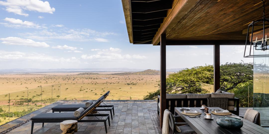 The interior of the Hillside Suite at Singita Sasakwa Lodge. 