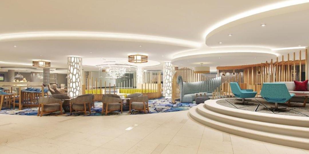 The refurbished lobby and lounge area at Southern Sun Rosebank 