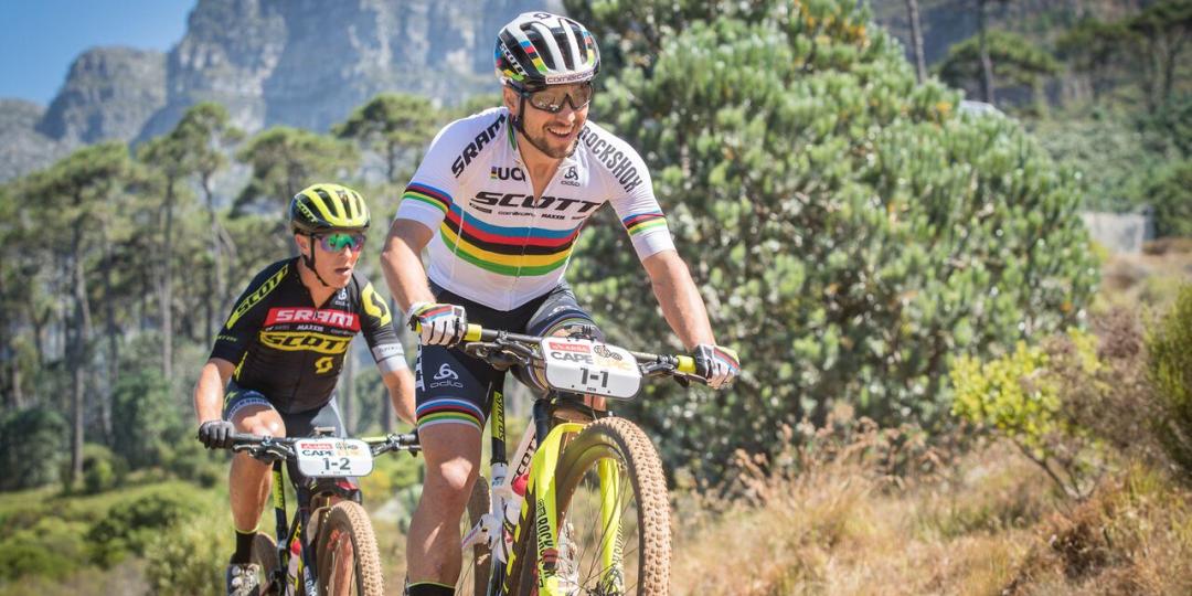 Nino Schurter and Matthias Stirnemann at the 2018 Cape Epic