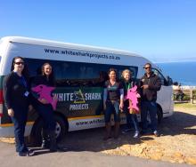 The first Cape Whale Coast Mini Indaba was initiated by Charmaine Beukes (third from right), owner of Gansbaai’s White Shark Projects, seen here with her team.