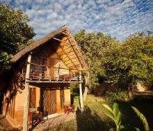 One of the double-storey chalets at Track and Trail River Camp in South Luangwa National Park, Zambia.