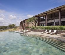 The pool at Meliá Serengeti Lodge has breathtaking views of the surrounding terrain.