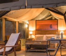 Six tents offer guests a comfortable stay in the midst of the conservancy.