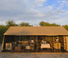 The dining and living area tent at the migration expedition.