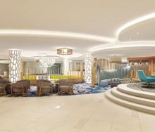 The refurbished lobby and lounge area at Southern Sun Rosebank 