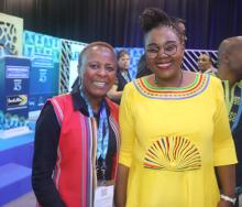 Limpopo Tourism Agency CEO, Nomasonto Ndlovu (left) with the Minister of Tourism, Mmamoloko Kubayi-Ngubane at Meetings Africa. 