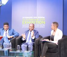 (from left) Economist and consultant,  Xhanti Payi, SA Tourism CEO, Sisa Ntshona, and well-known journalist, Gugulethu Mfuphi.