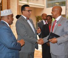 Cabinet Secretary for the Ministry Tourism & Wildlife, Cabinet Secretary for Tourism & Wildlife (left), and Kenya Tourism Federation Chairman, Mohammed Hersi (right)